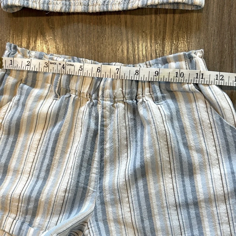 Girls Tahari Girl Blue & White Striped Smocked Top & Shorts Set Size 10